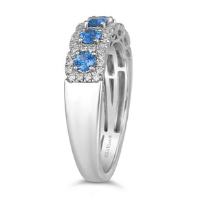 Le Vian Platinum 0.25ct Diamond & Blueberry Sapphire Round Cut Ring