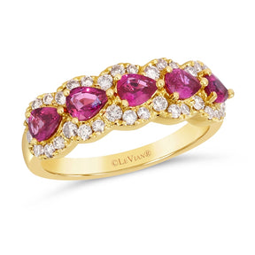 Le Vian 14ct Yellow Gold 0.50ct Diamond & Passion Ruby Pear Cut Ring