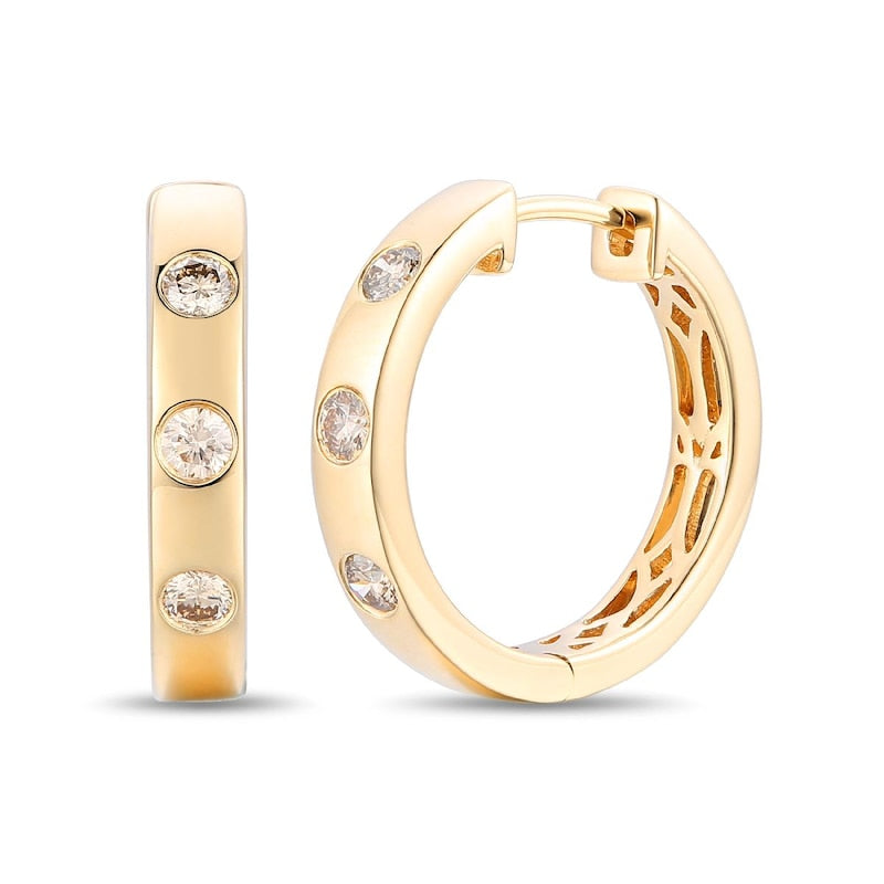 Le Vian Ring 14ct Yellow Gold & Nude 0.30ct Diamond Trio Hoop Earrings