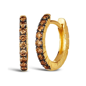 Le Vian 14ct Yellow Gold Chocolate 0.30ct Diamond Huggie Hoop Earrings