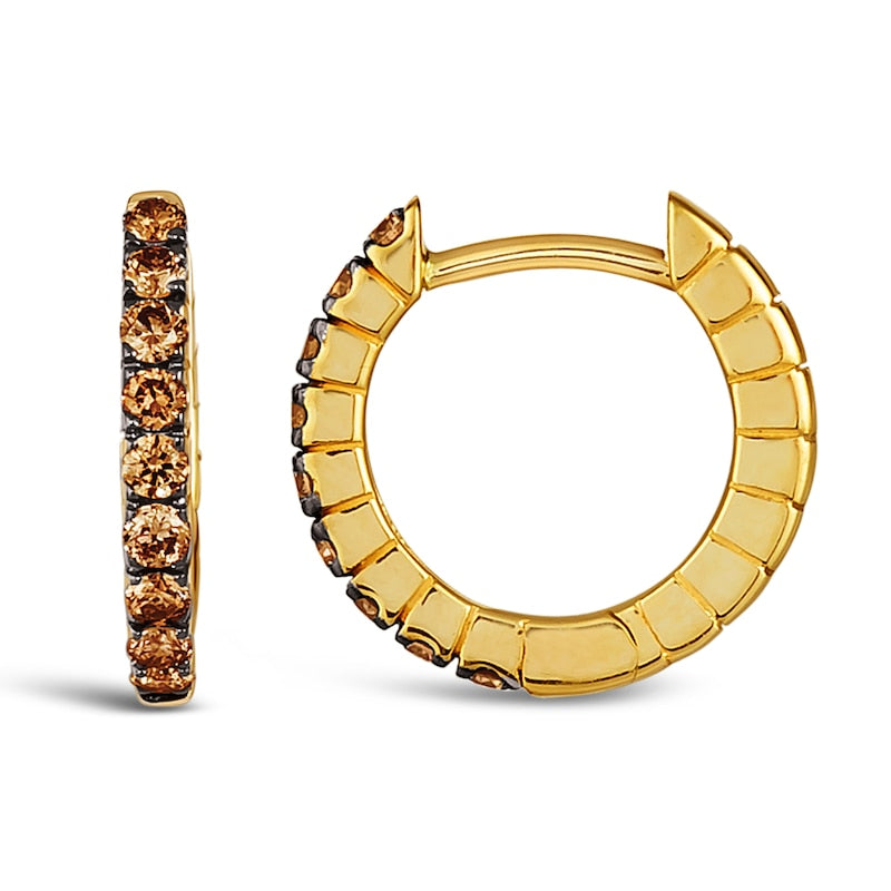 Le Vian 14ct Yellow Gold Chocolate 0.30ct Diamond Huggie Hoop Earrings