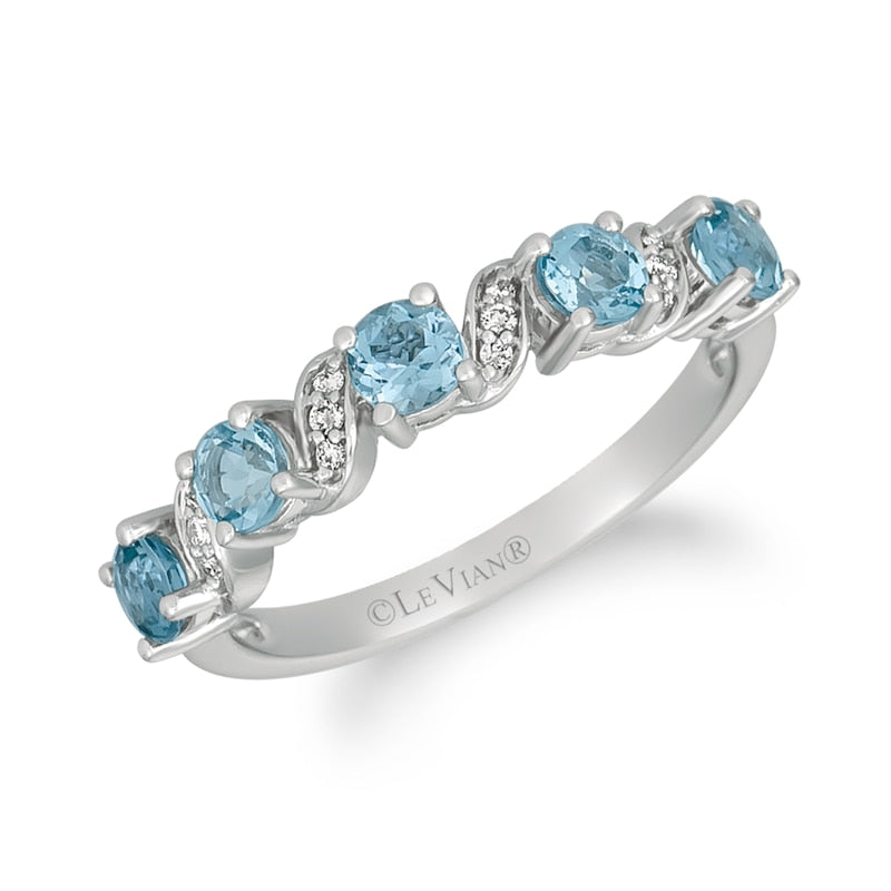 Le Vian 14ct White Gold Diamond & Sea Blue Aquamarine Ring