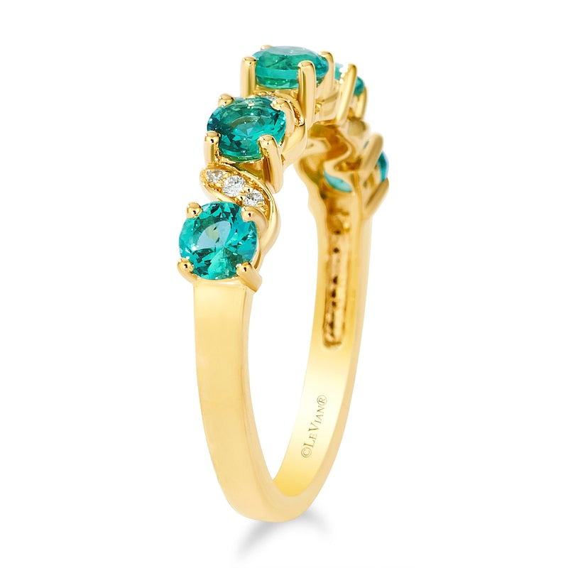 Le Vian 14ct Yellow Gold Diamond & Costa Smeralda Emerald Eternity Ring
