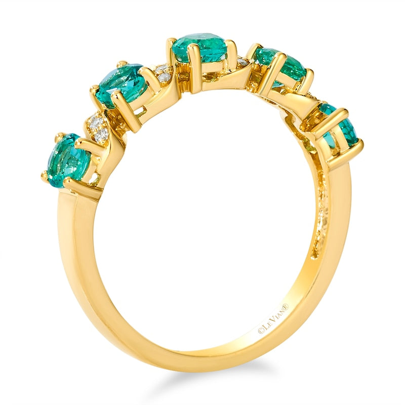 Le Vian 14ct Yellow Gold Diamond & Costa Smeralda Emerald Eternity Ring