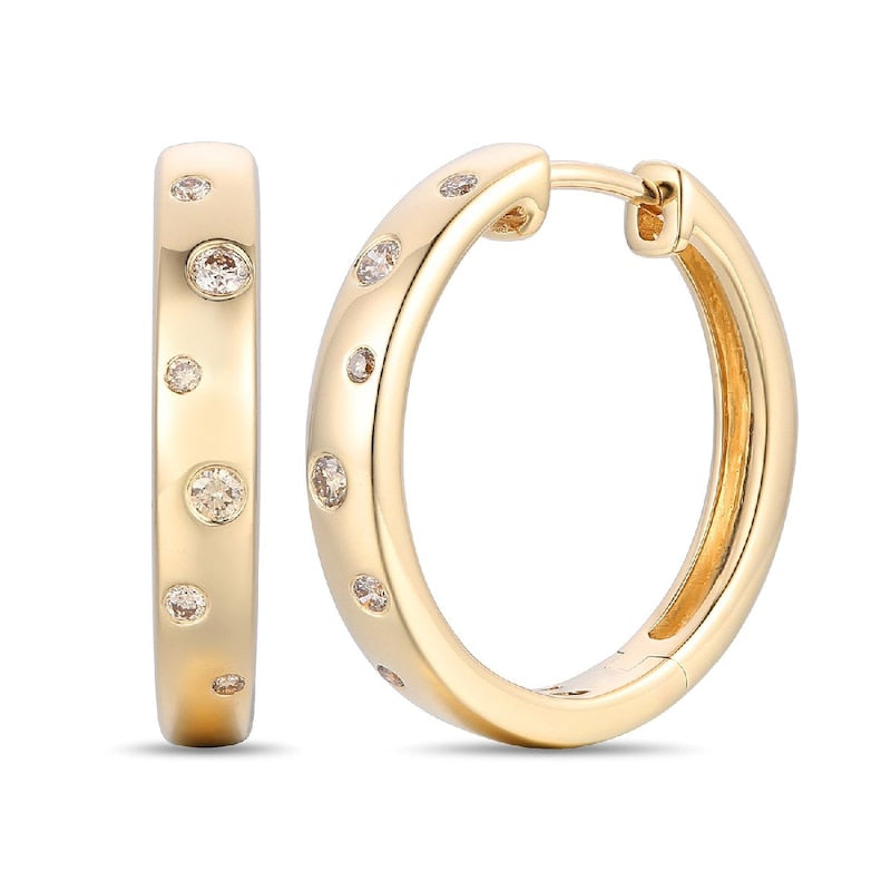 Le Vian Ring 14ct Yellow Gold & Nude 0.12ct Diamond Round Cut Hoop Earrings