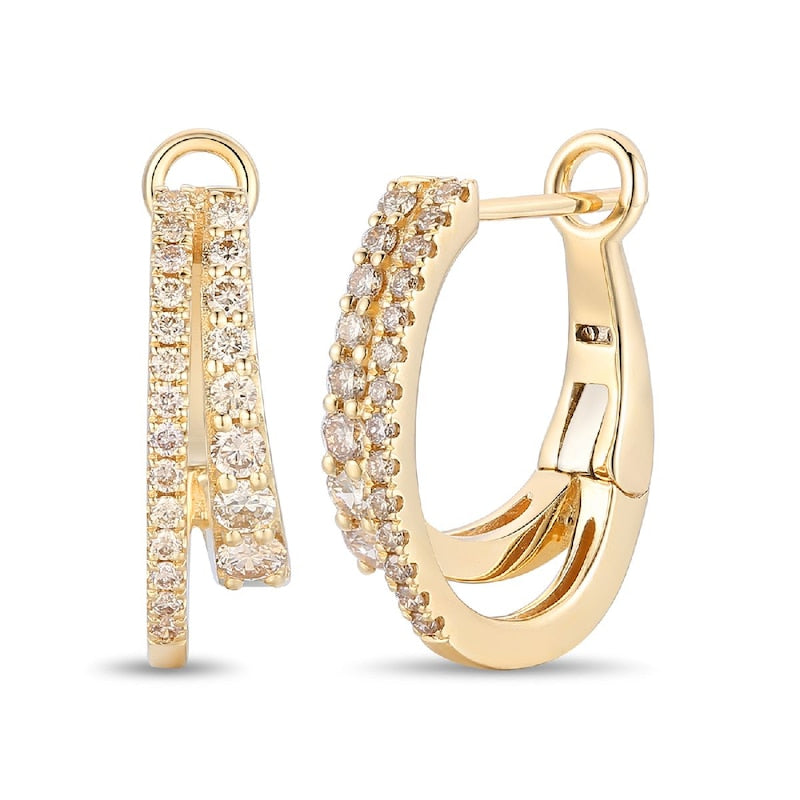 Le Vian 14ct Yellow Gold & 0.50ct Diamond Double Row Hoop Earrings