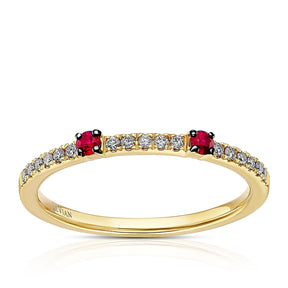 Le Vian 14ct Yellow Gold 0.10ct Diamond Passion Ruby Eternity Ring