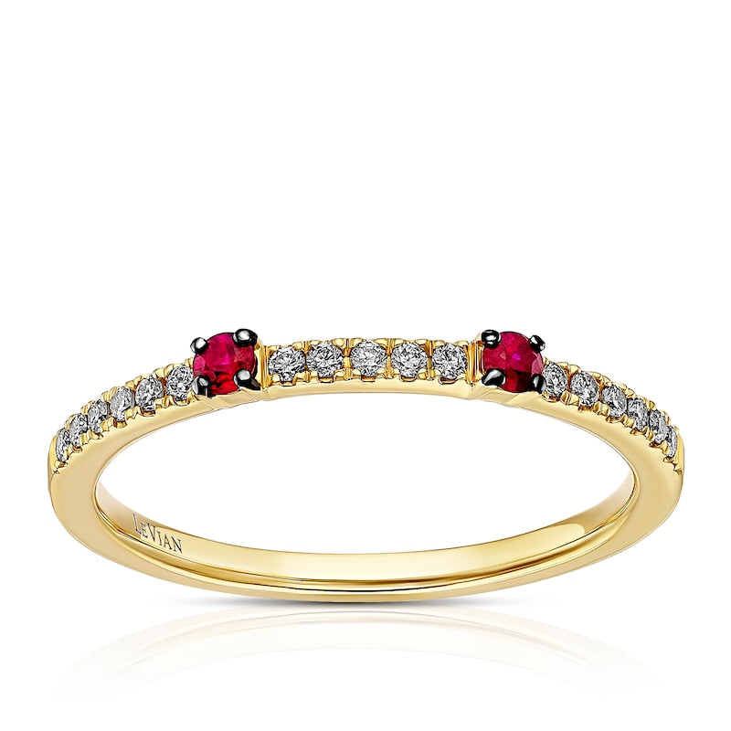 Le Vian 14ct Yellow Gold 0.10ct Diamond Passion Ruby Eternity Ring