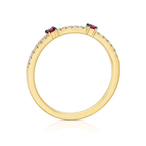 Le Vian 14ct Yellow Gold 0.10ct Diamond Passion Ruby Eternity Ring