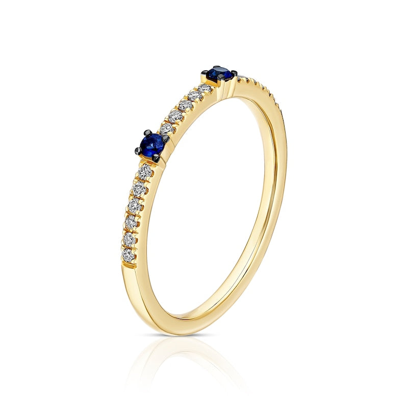 Le Vian 14ct Yellow Gold 0.10ct Diamond & Blueberry Sapphire Eternity Ring