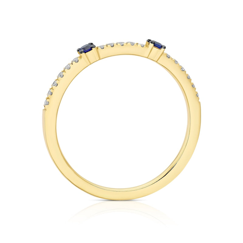 Le Vian 14ct Yellow Gold 0.10ct Diamond & Blueberry Sapphire Eternity Ring