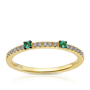 Le Vian 14ct Yellow Gold 0.10ct Diamond & Costa Smeralda Emerald Eternity Ring