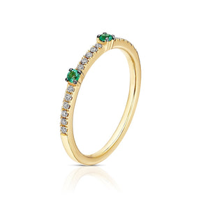 Le Vian 14ct Yellow Gold 0.10ct Diamond & Costa Smeralda Emerald Eternity Ring