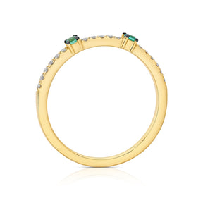 Le Vian 14ct Yellow Gold 0.10ct Diamond & Costa Smeralda Emerald Eternity Ring