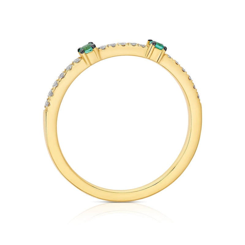Le Vian 14ct Yellow Gold 0.10ct Diamond & Costa Smeralda Emerald Eternity Ring