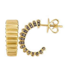 Le Vian 14ct Yellow Gold & Chocolate 0.30ct Diamond Half Hoop Earrings