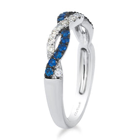 Le Vian 14ct White Gold Nude 0.20ct Diamond & Blueberry Sapphire Twisted Eternity Ring