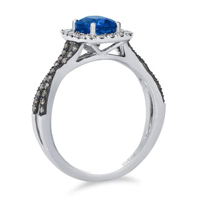 Le Vian  14ct White Gold Nude Chocolate 0.40ct Diamond & Blueberry Tanzanite Halo Ring
