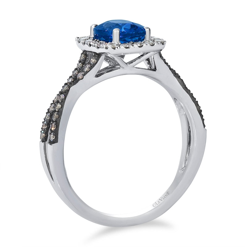 Le Vian  14ct White Gold Nude Chocolate 0.40ct Diamond & Blueberry Tanzanite Halo Ring
