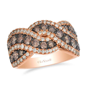 Le Vian  14ct Rose Gold Chocolate & Nude 2ct Diamond Twisted Wide Ring