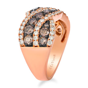 Le Vian  14ct Rose Gold Chocolate & Nude 2ct Diamond Twisted Wide Ring
