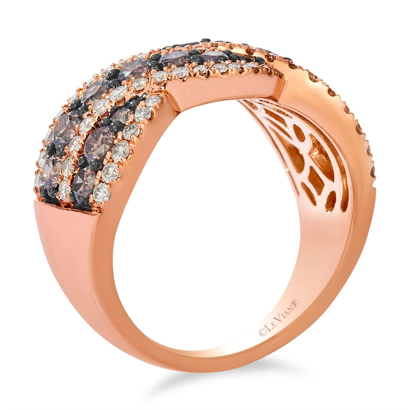 Le Vian  14ct Rose Gold Chocolate & Nude 2ct Diamond Twisted Wide Ring