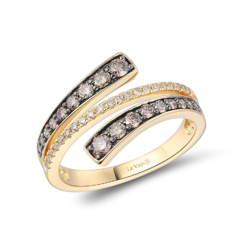 Le Vian 14ct Yellow Gold Chocolate & Nude 0.60ct Diamond Wrap Ring