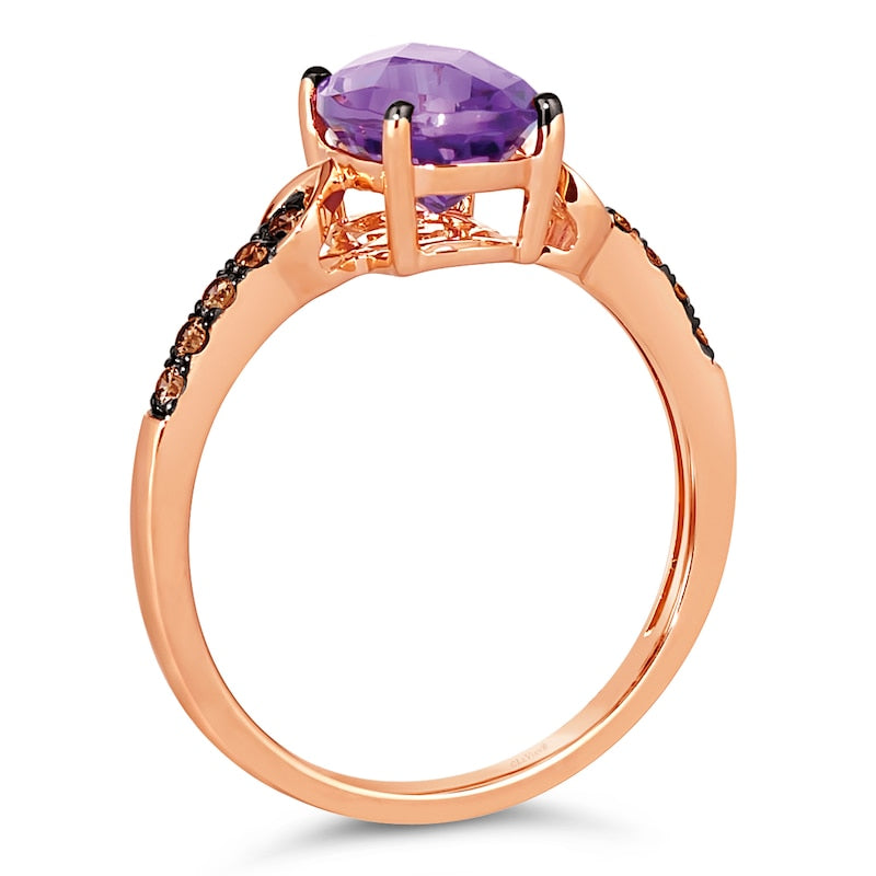 Le Vian 14ct Rose Gold 0.15ct Diamond & Grape Amethyst Oval Shaped Ring