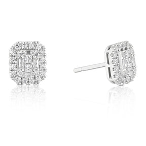 Platinum 0.50ct Diamond Emerald Shaped Earrings