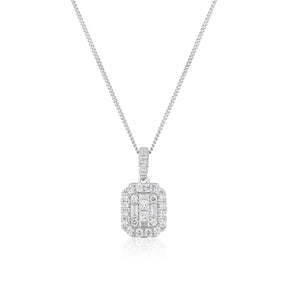 Platinum 0.50ct Diamond Emerald Shaped Pendant