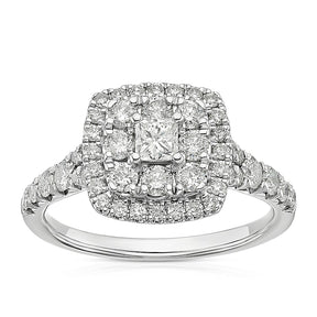 Engagement Ring Platinum Double Halo 1ct Diamond Ring