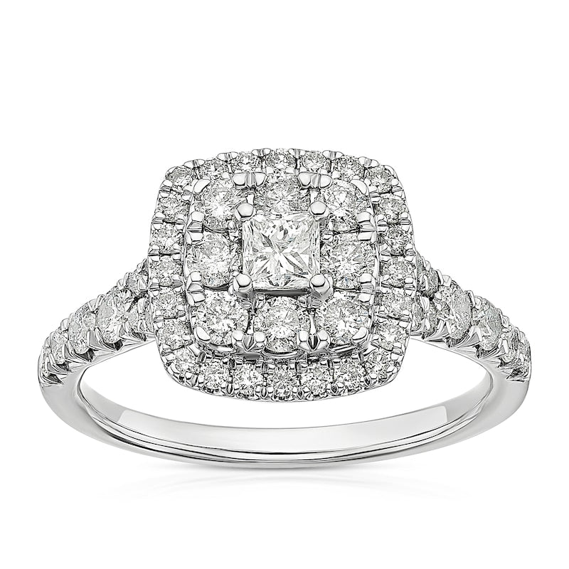 Engagement Ring Platinum Double Halo 1ct Diamond Ring