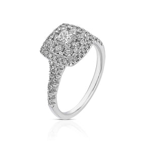 Engagement Ring Platinum Double Halo 1ct Diamond Ring
