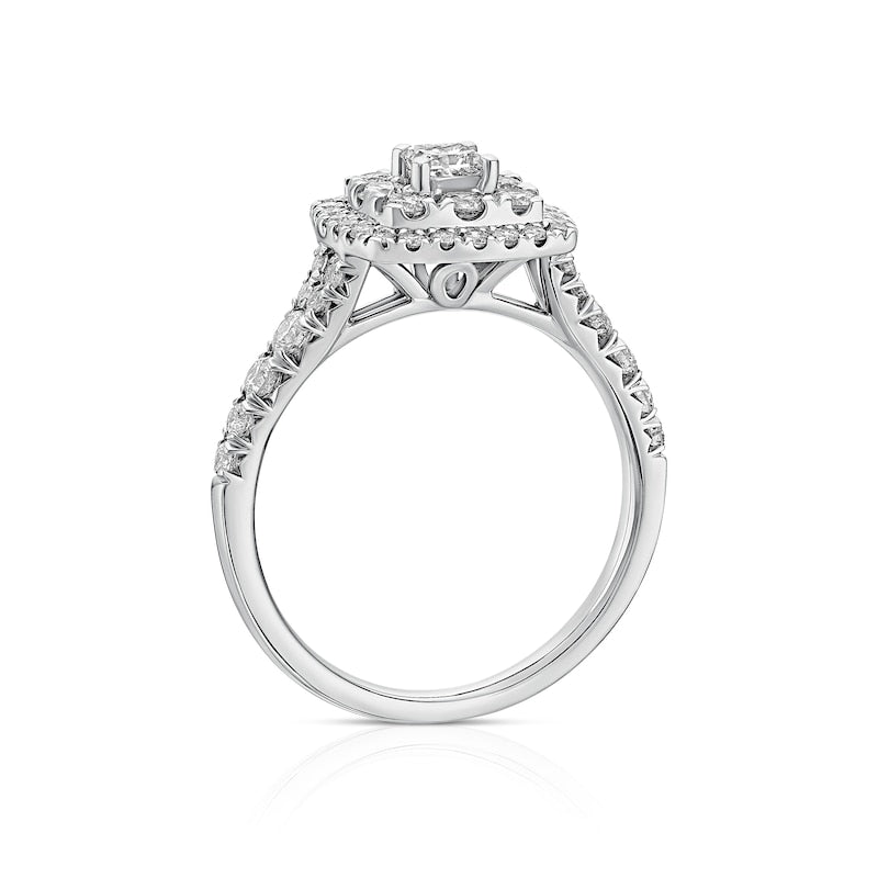 Engagement Ring Platinum Double Halo 1ct Diamond Ring