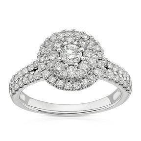 Engagement Ring Platinum Double Halo 1ct Diamond Ring