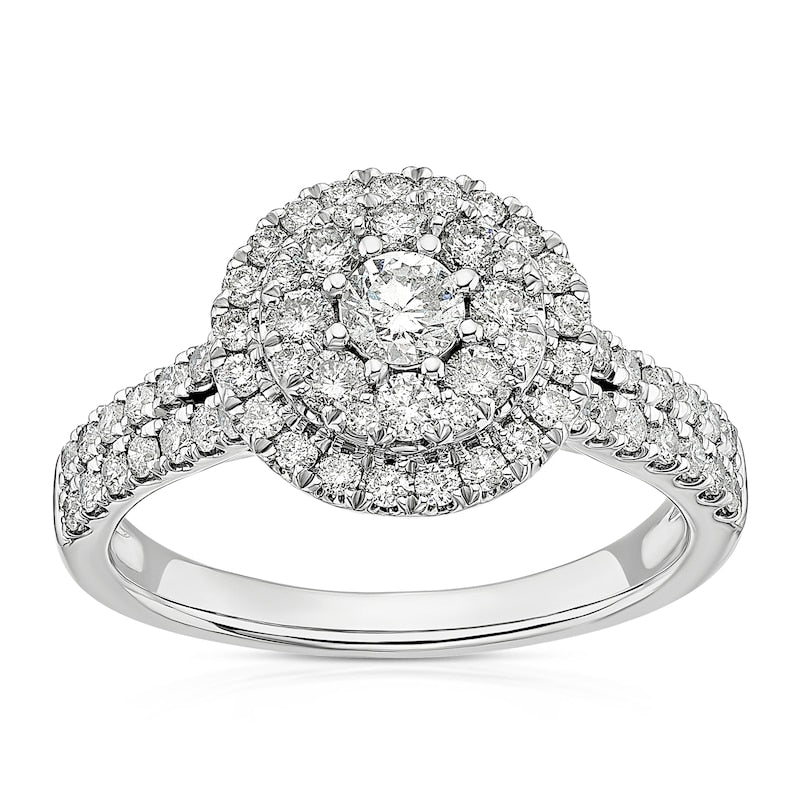 Engagement Ring Platinum Double Halo 1ct Diamond Ring