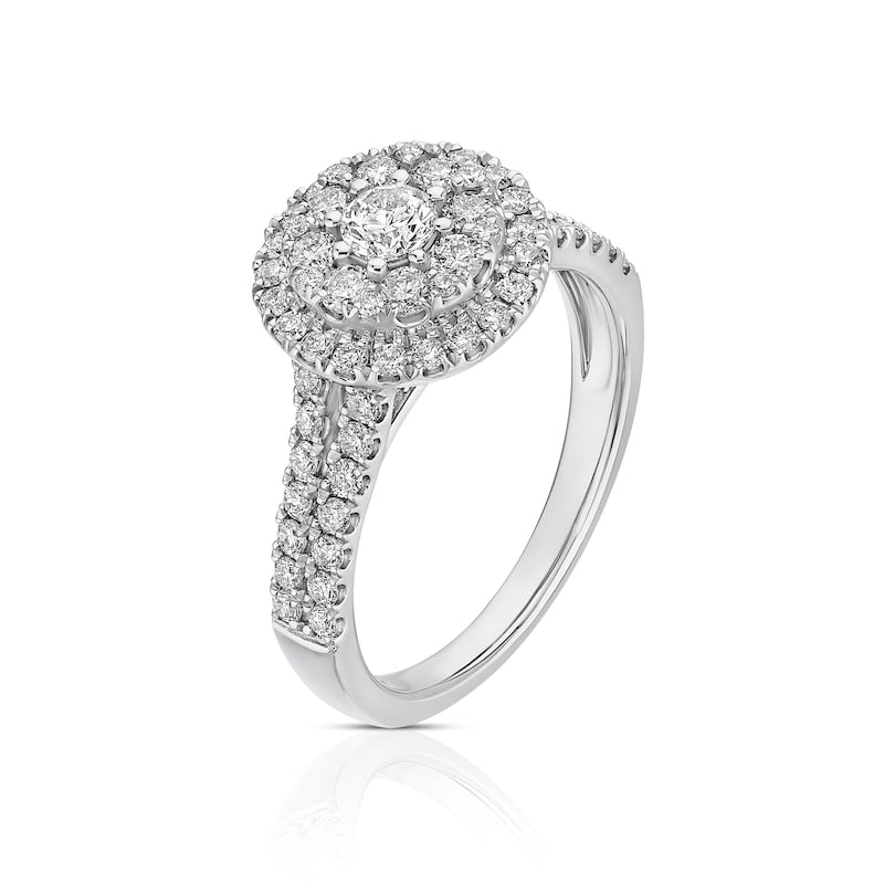 Engagement Ring Platinum Double Halo 1ct Diamond Ring