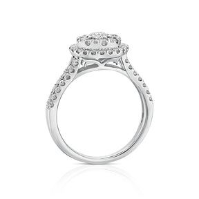 Engagement Ring Platinum Double Halo 1ct Diamond Ring