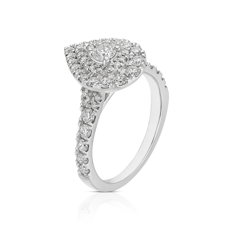 Engagement Ring Platinum Pear Shaped Halo 1ct Diamond Ring