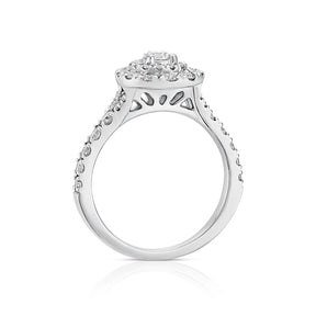 Engagement Ring Platinum Pear Shaped Halo 1ct Diamond Ring