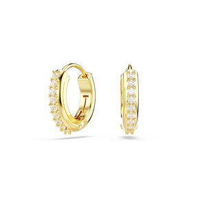 Swarovski Matrix Gold Tone 11mm Zirconia Round Mini Hoop Earrings