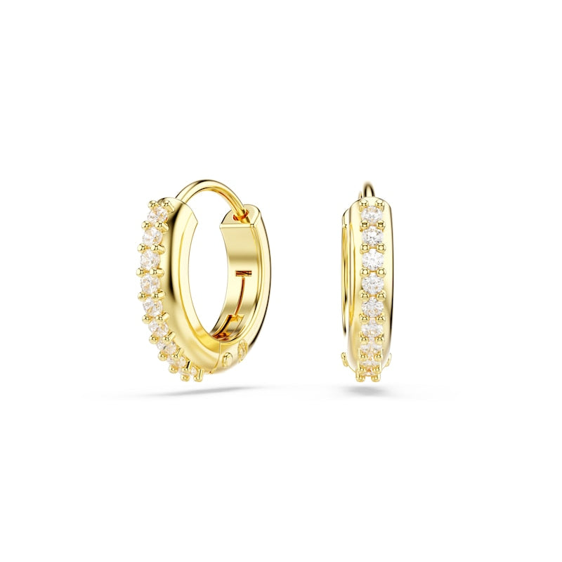 Swarovski Matrix Gold Tone 11mm Zirconia Round Mini Hoop Earrings