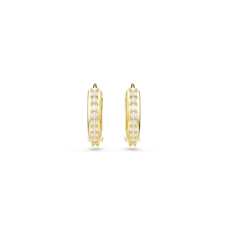 Swarovski Matrix Gold Tone 11mm Zirconia Round Mini Hoop Earrings
