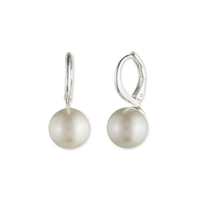 Lauren Ralph Lauren Silver Tone 10mm Faux Pearl Drop Earrings