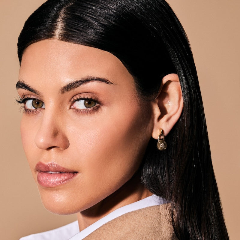 Lauren Ralph Lauren Signature Gold Tone Logo Padlock Drop Earrings