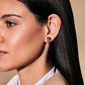 Lauren Ralph Lauren Gold Tone & Tortoise Logo Stud Earrings