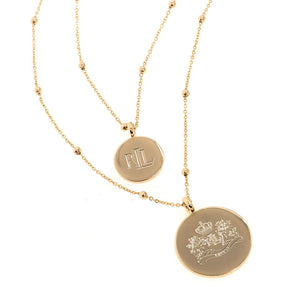 Lauren Ralph Lauren Gold Tone Double Layer Crest Necklace