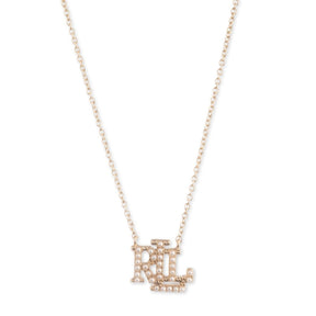 Lauren Ralph Lauren Gold Tone 16" Faux Pearl Logo Pendant Necklace