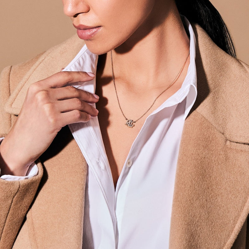 Lauren Ralph Lauren Gold Tone 16" Faux Pearl Logo Pendant Necklace