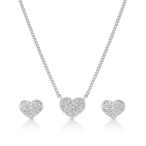 Sterling Silver 0.15ct Diamond Stud Earrings & Necklace Jewellery Set